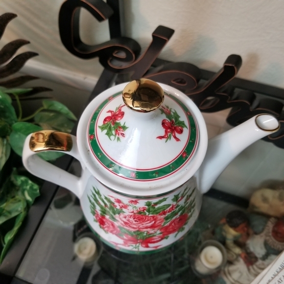 Teapot Christmas Rose By Lefton China 1990 - Picture 2 of 6
